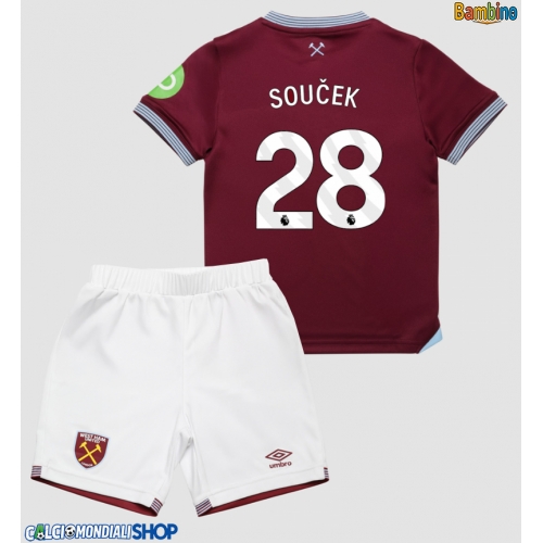 Maglie da calcio West Ham United Tomas Soucek #28 Prima Maglia Bambino 2025-26 Manica Corta + Pantaloni corti)
